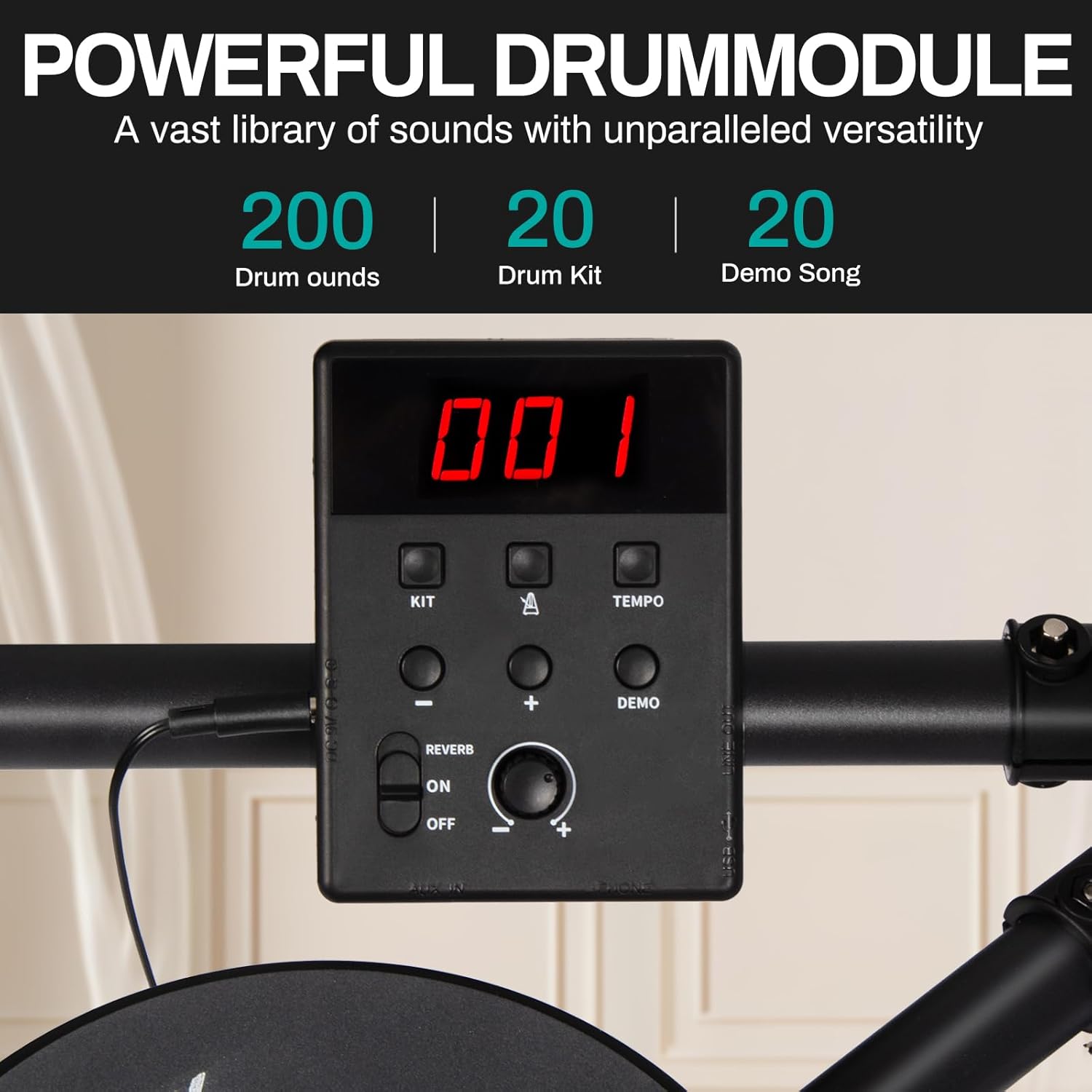 AODSK Electric Drum Set with 4 Quiet Drum Pads,Portable and Solid Drum Set for Beginner with 200 Sounds,2 Switch Pedal,Drum Throne,Drumsticks,Headphones