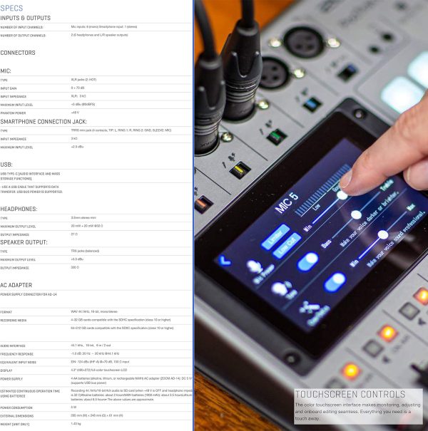 Zoom PodTrak P8 Multitrack Podcast Recorder + Zoom ZDM-1 Podcast Mic + Headphones + Windscreens + Tabletop Stands + 64GB Memory Card - Ultimate Podcasting Bundle (4 Person Pocasting Bundle) - Image 3